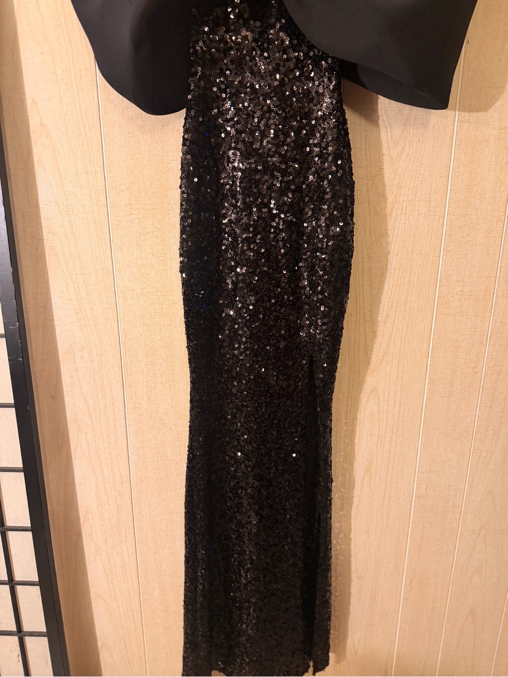 ASOS Black Sequin Strapless Gown with Oversized Bow - Picture 6 of 9